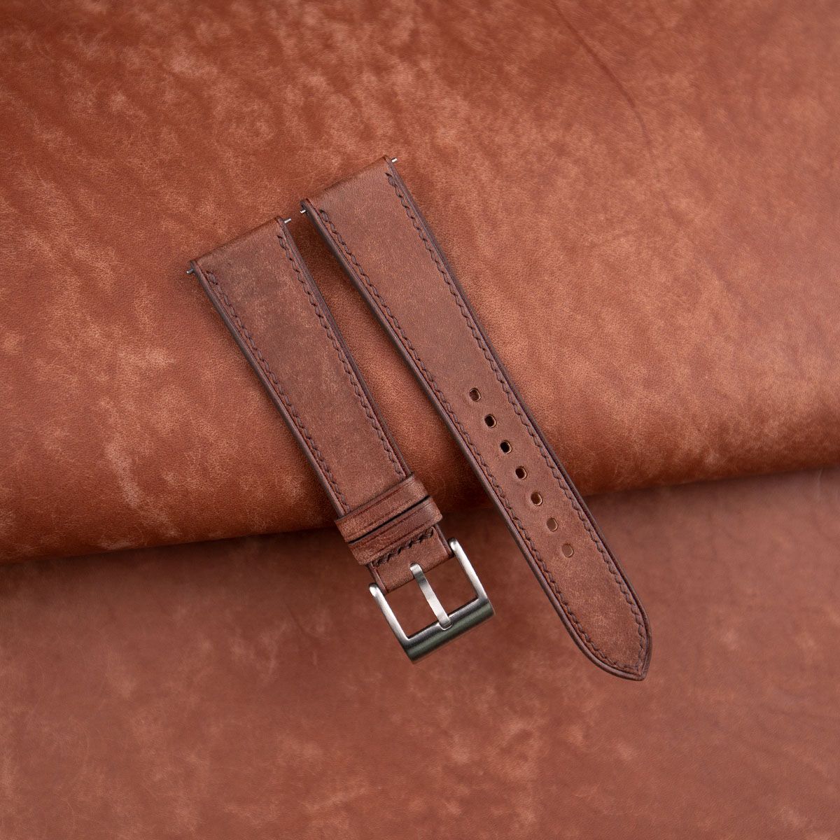 Brown Maya Vegetable Tanned Calfskin Leather Watch Strap