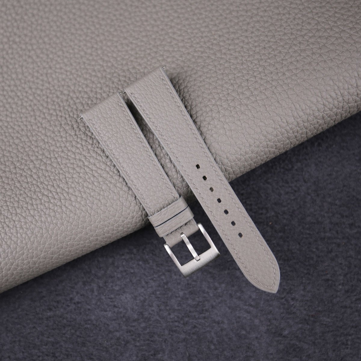 Grey Togo Leather Watch Strap