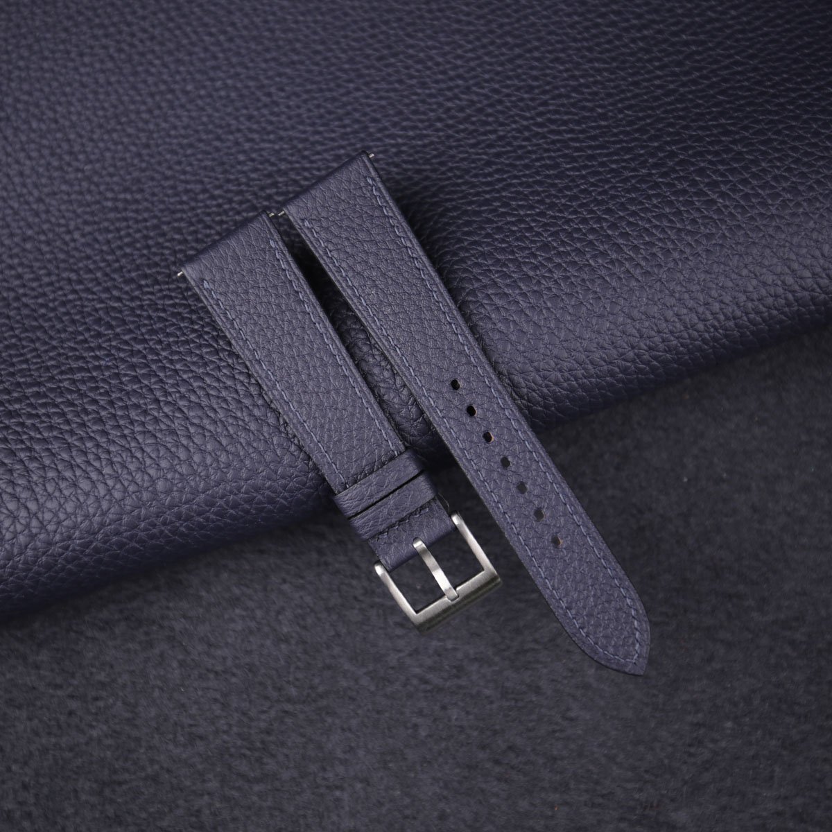 Navy Togo Leather Watch Strap