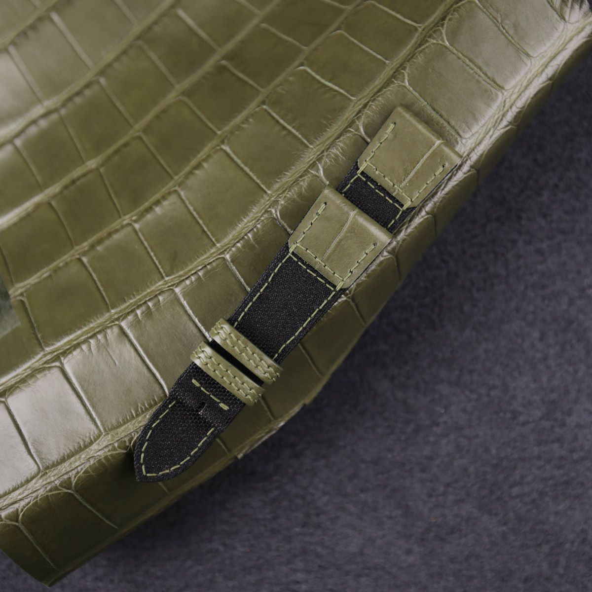 Black Sailcloth Mix Olive Alligator Watch Strap