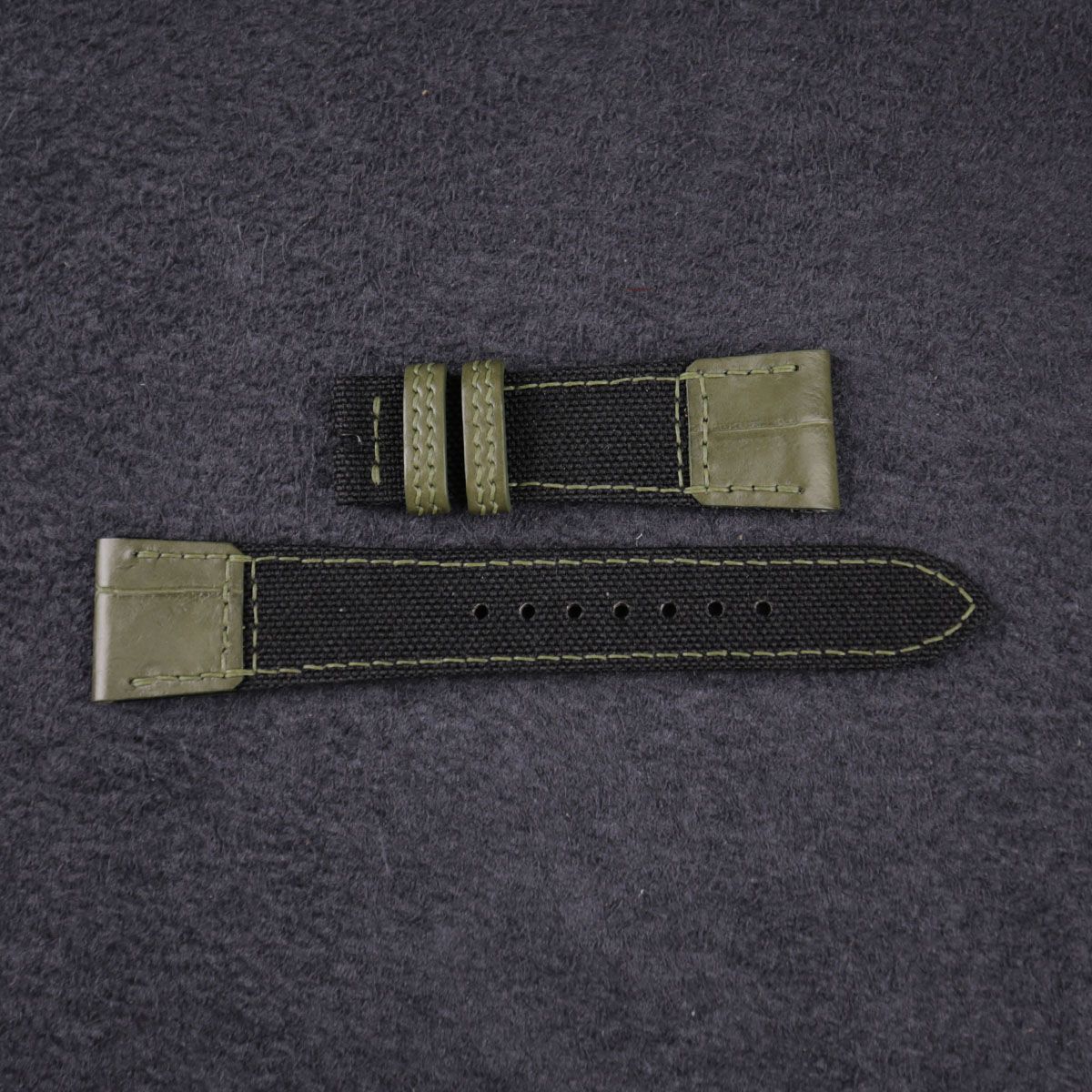 Black Sailcloth Mix Olive Alligator Watch Strap