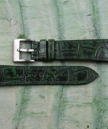 patina green alligator leather watch strap
