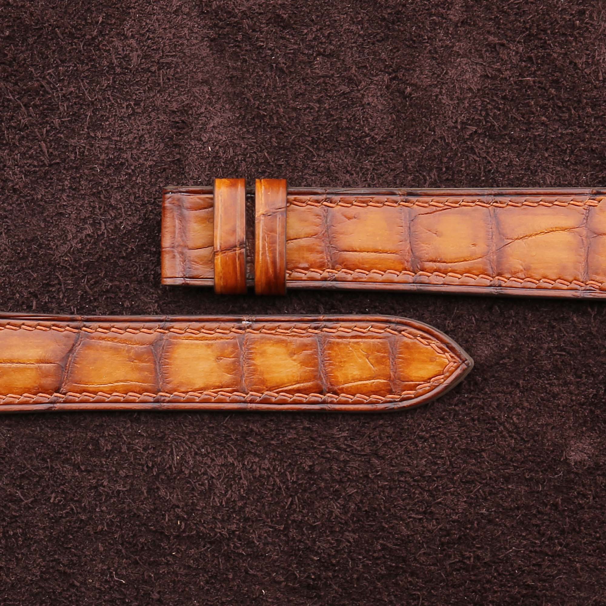 Patina Beige Alligator Leather Watch Strap