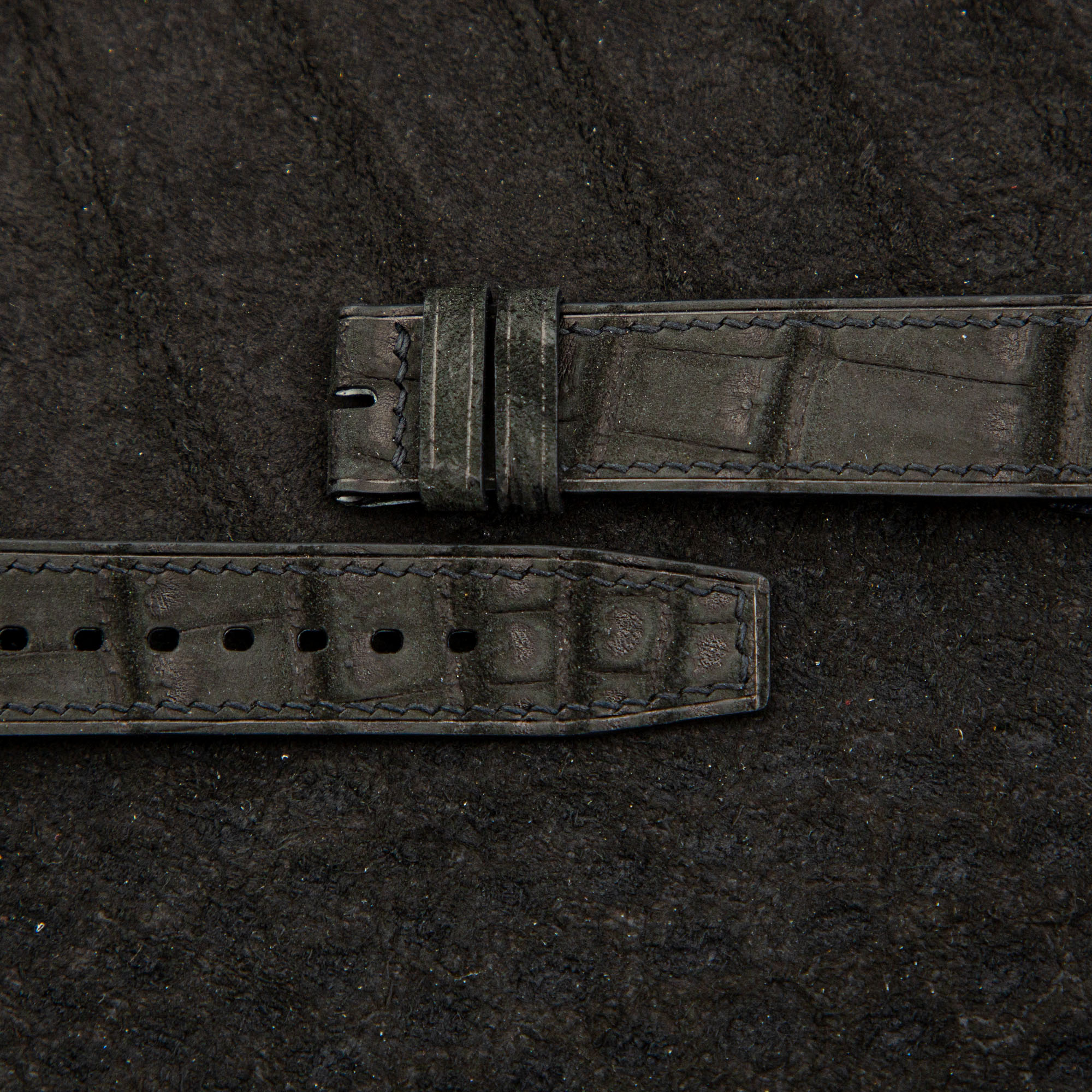 Nubuck Black Alligator black Lining Goatskin Fixed Bars Watch Strap