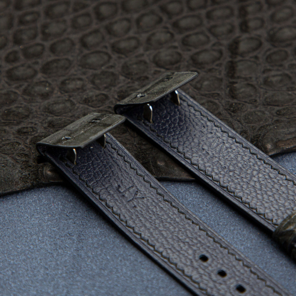 Nubuck Black Alligator black Lining Goatskin Fixed Bars Watch Strap
