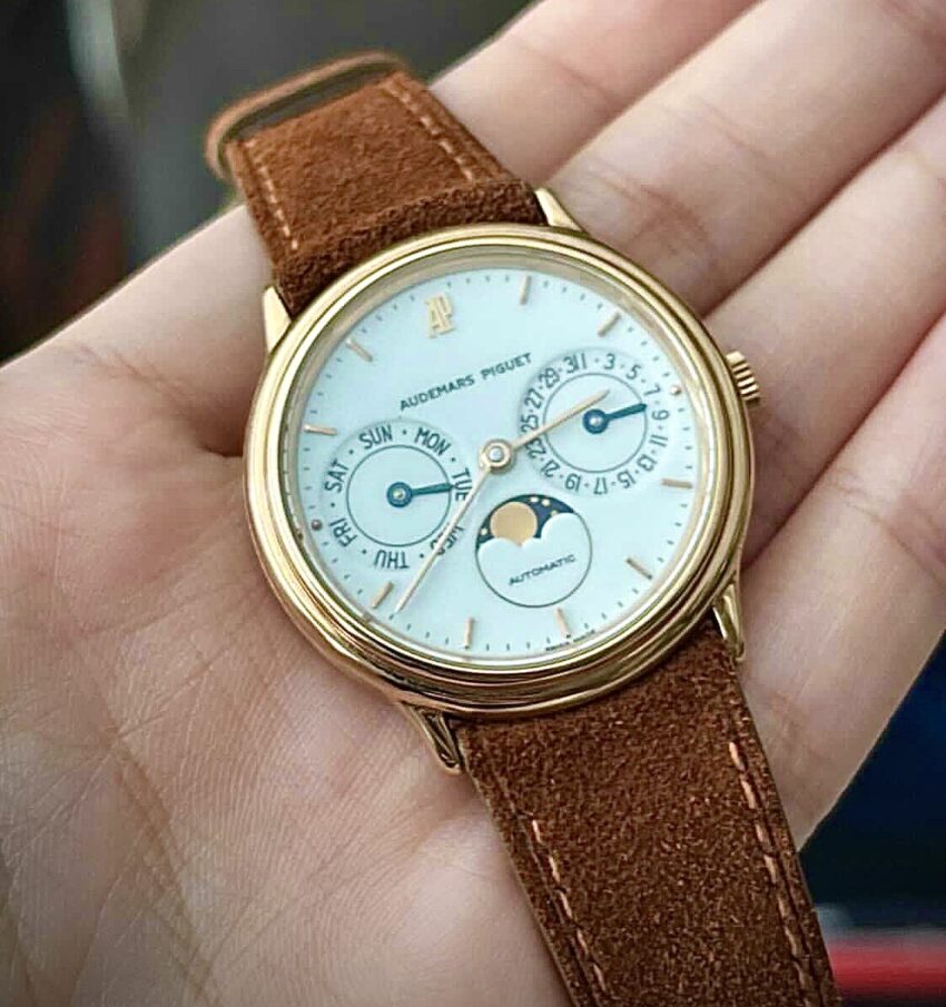 Golden Brown Suede Leather Watch Strap