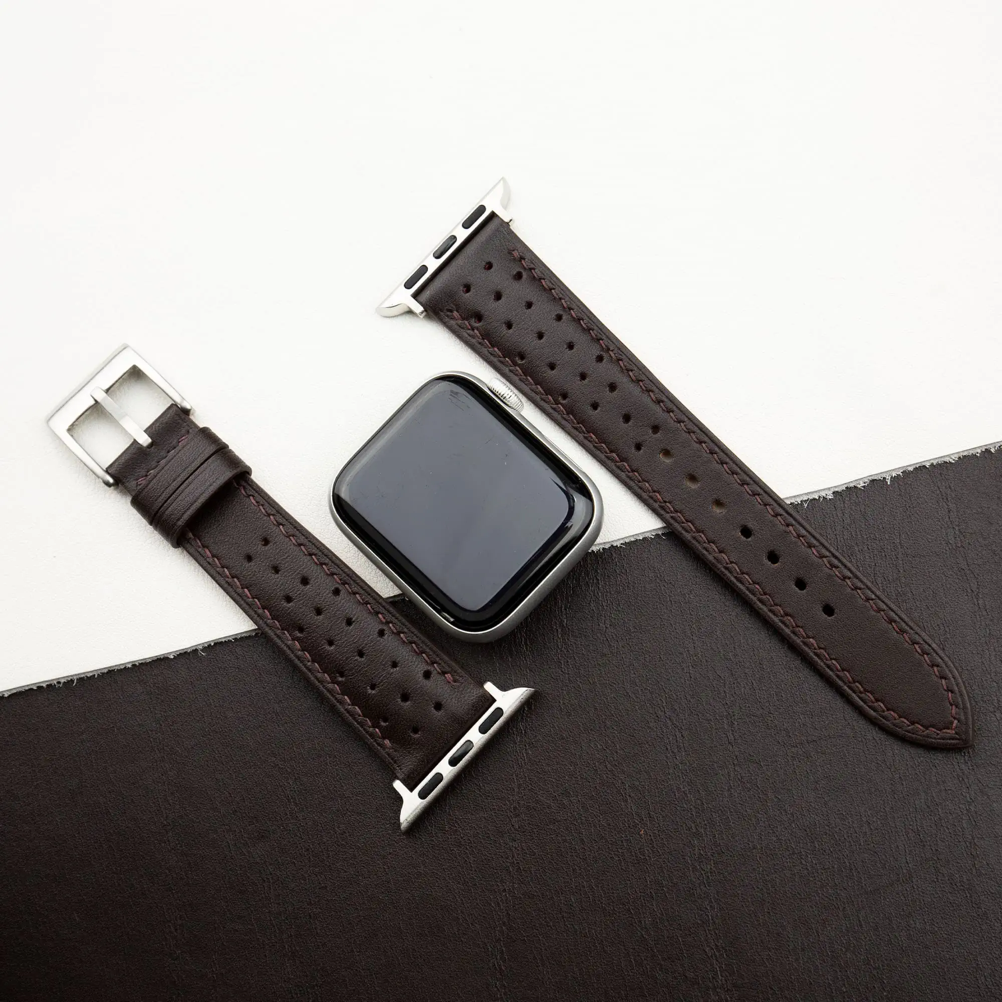 Rally Black Swift Leather Apple Watch Band
