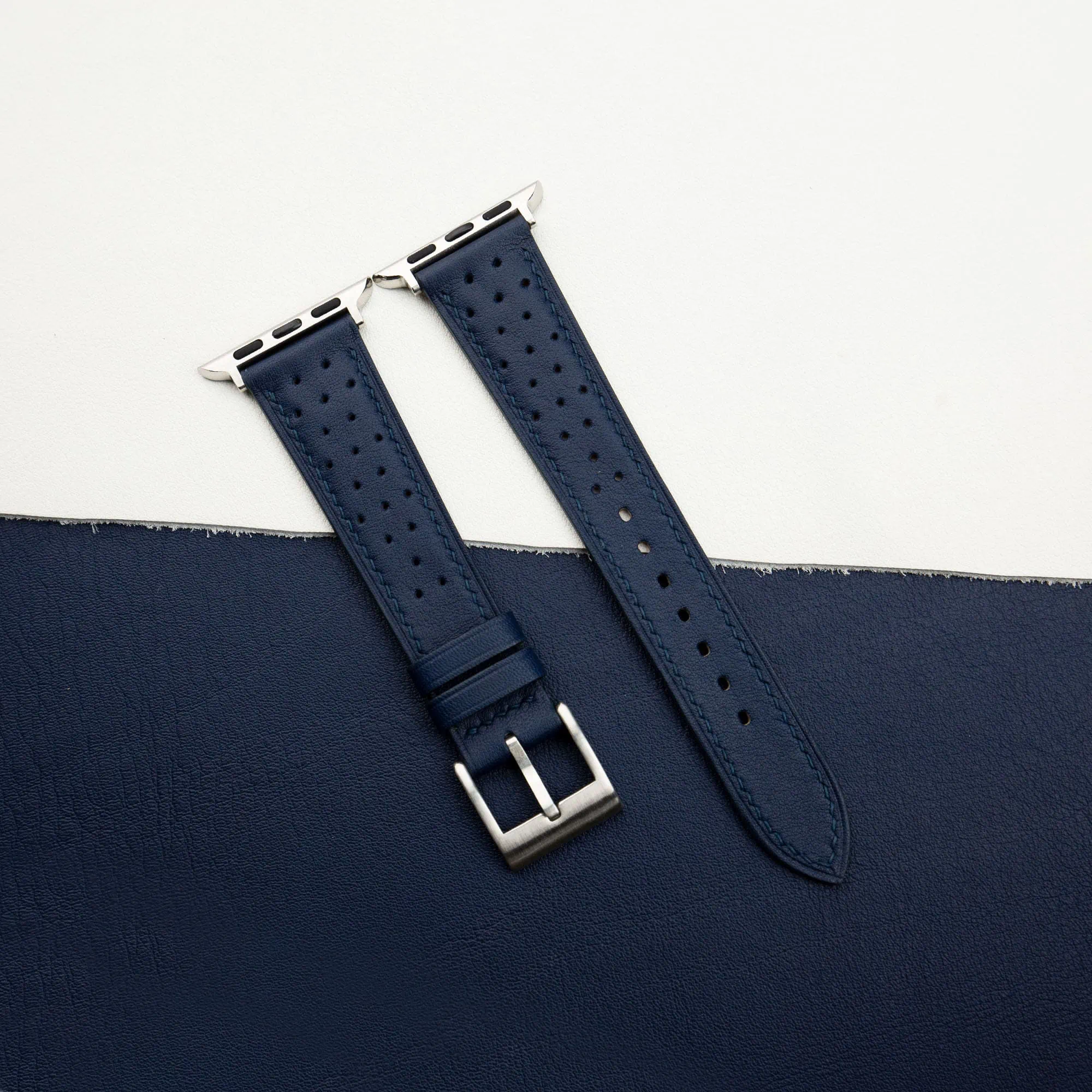 Rally Navy Swift Leather Apple Watch Band