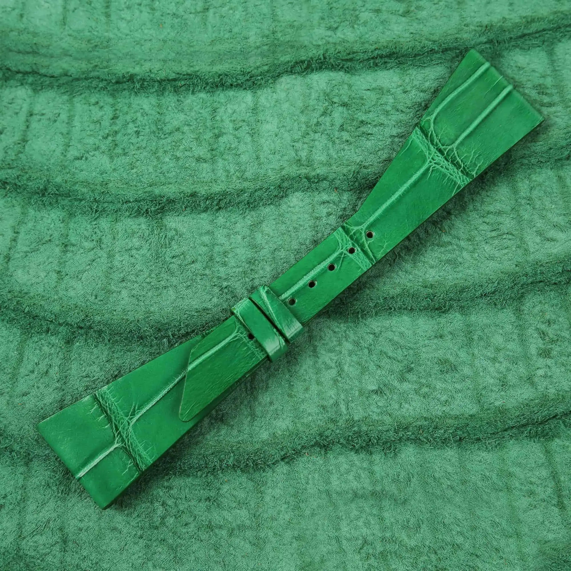 Asymmetric Light Green Alligator Leather Watch Strap - King Midas