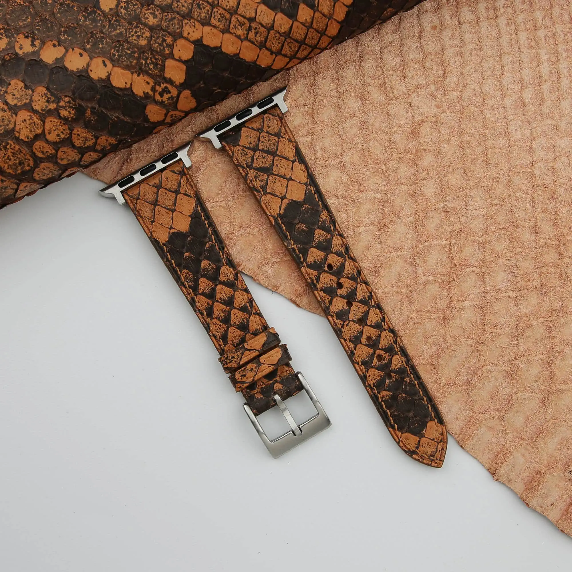 Orange Python Leather Apple watch band