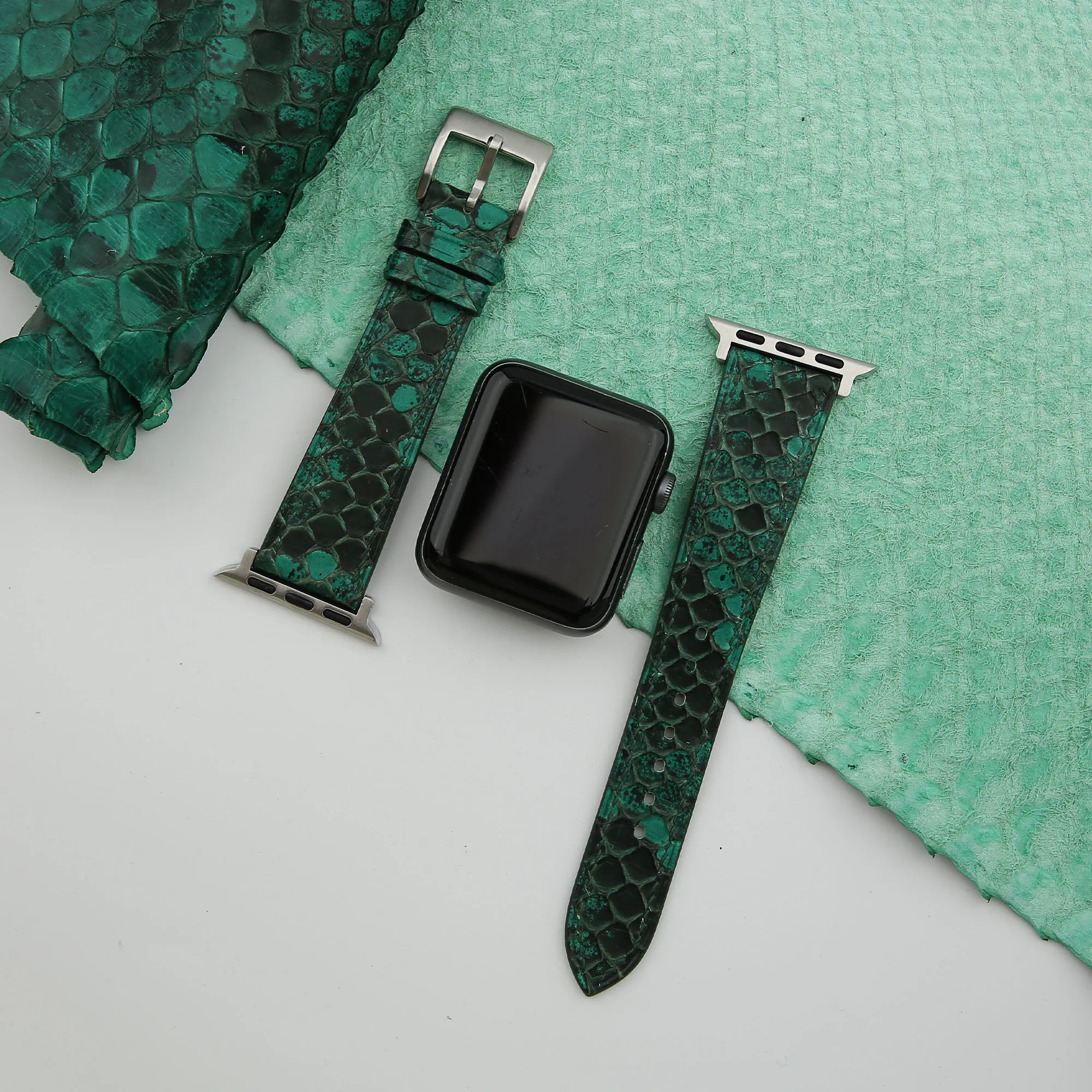 Green Python Leather Apple watch band - Image 4