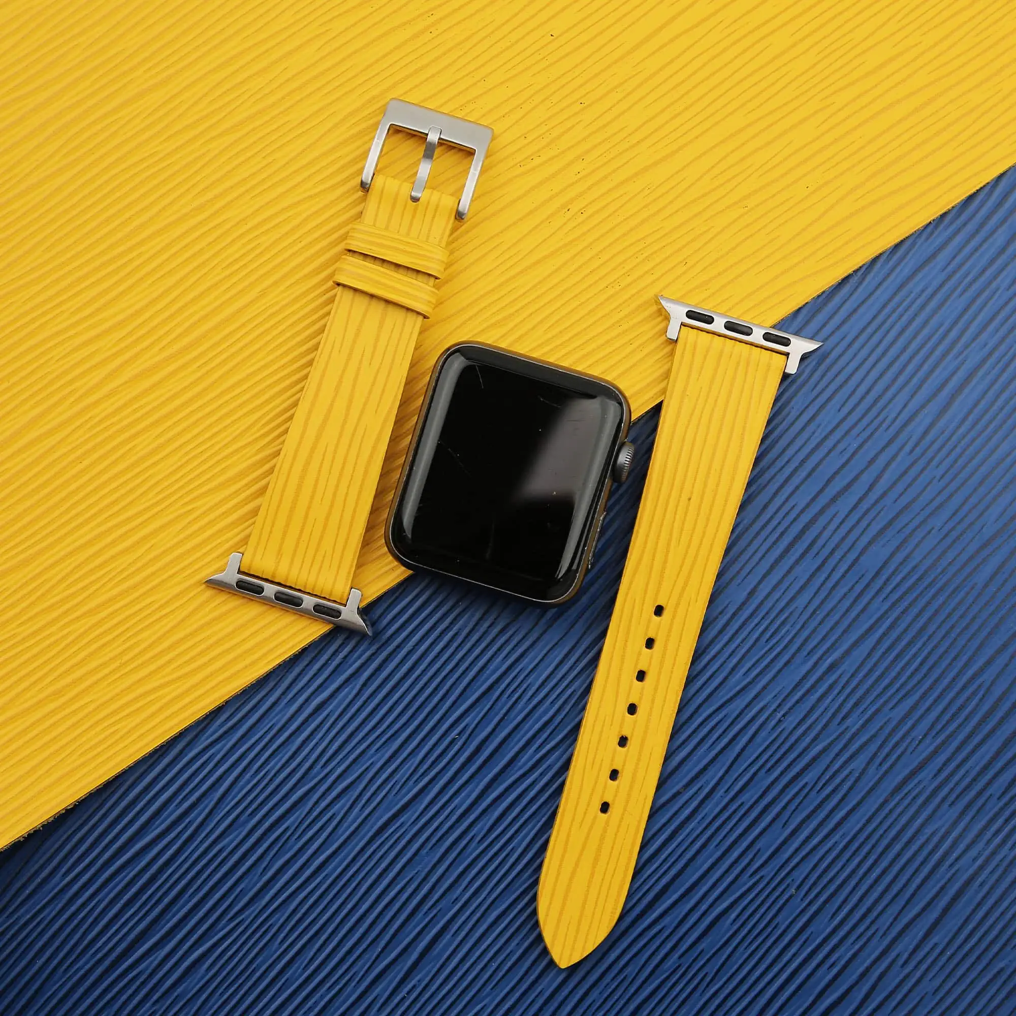 Yellow Calfskin Apple watch band – Waves Texture
