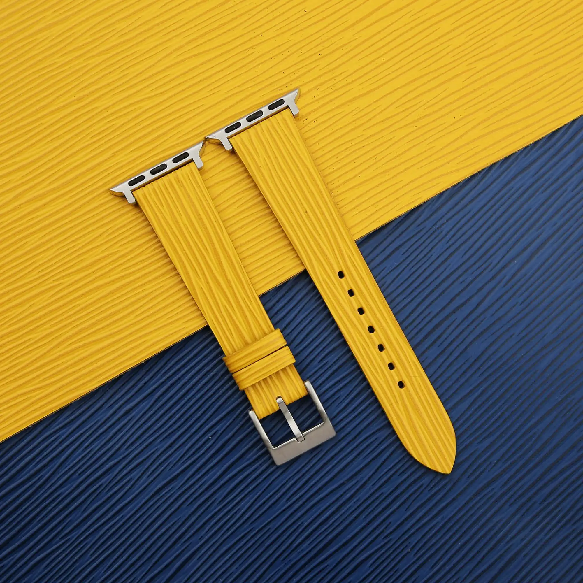 Yellow Calfskin Apple watch band – Waves Texture