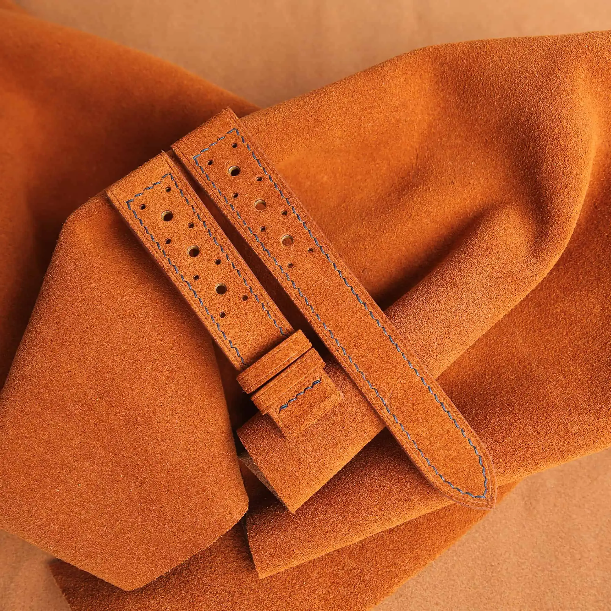 Rally Cognac Shell Lining Navy Epsom Leather Watch Strap