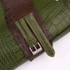 Padded Green Alligator Leather Lining Dark Brown Round Scales Watch Strap 1