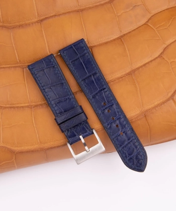 Dark Blue Alligator Leather Lining Light Brown Alligator Watch Strap