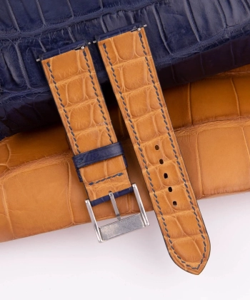 Blue Alligator Leather Lining Light Brown Alligator Watch Strap