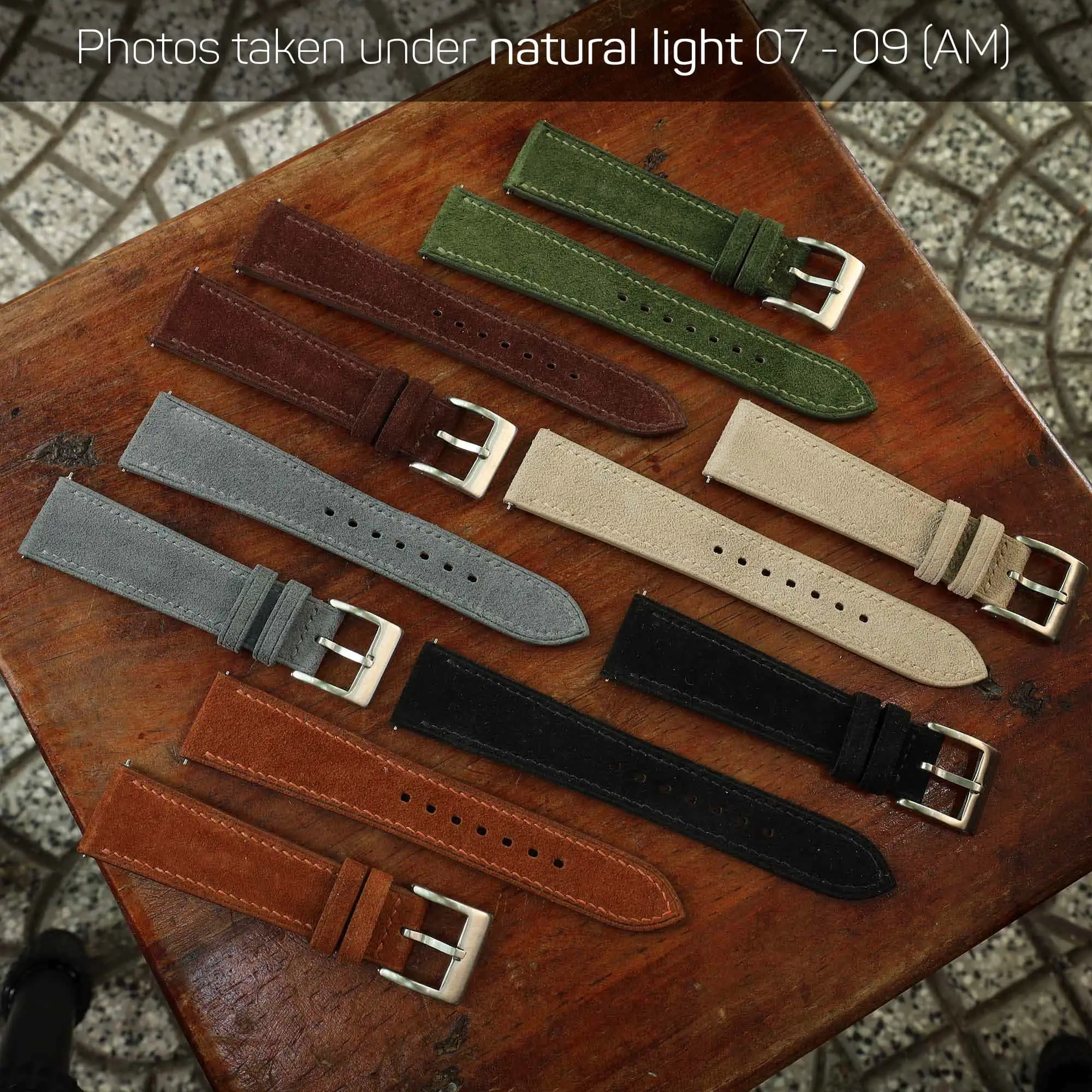 Suede collection under natural light 07-09 AM