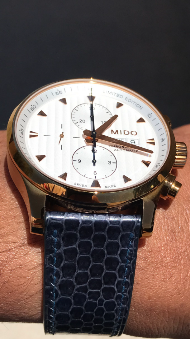 Navy Snake Sea Leather Watch Strap