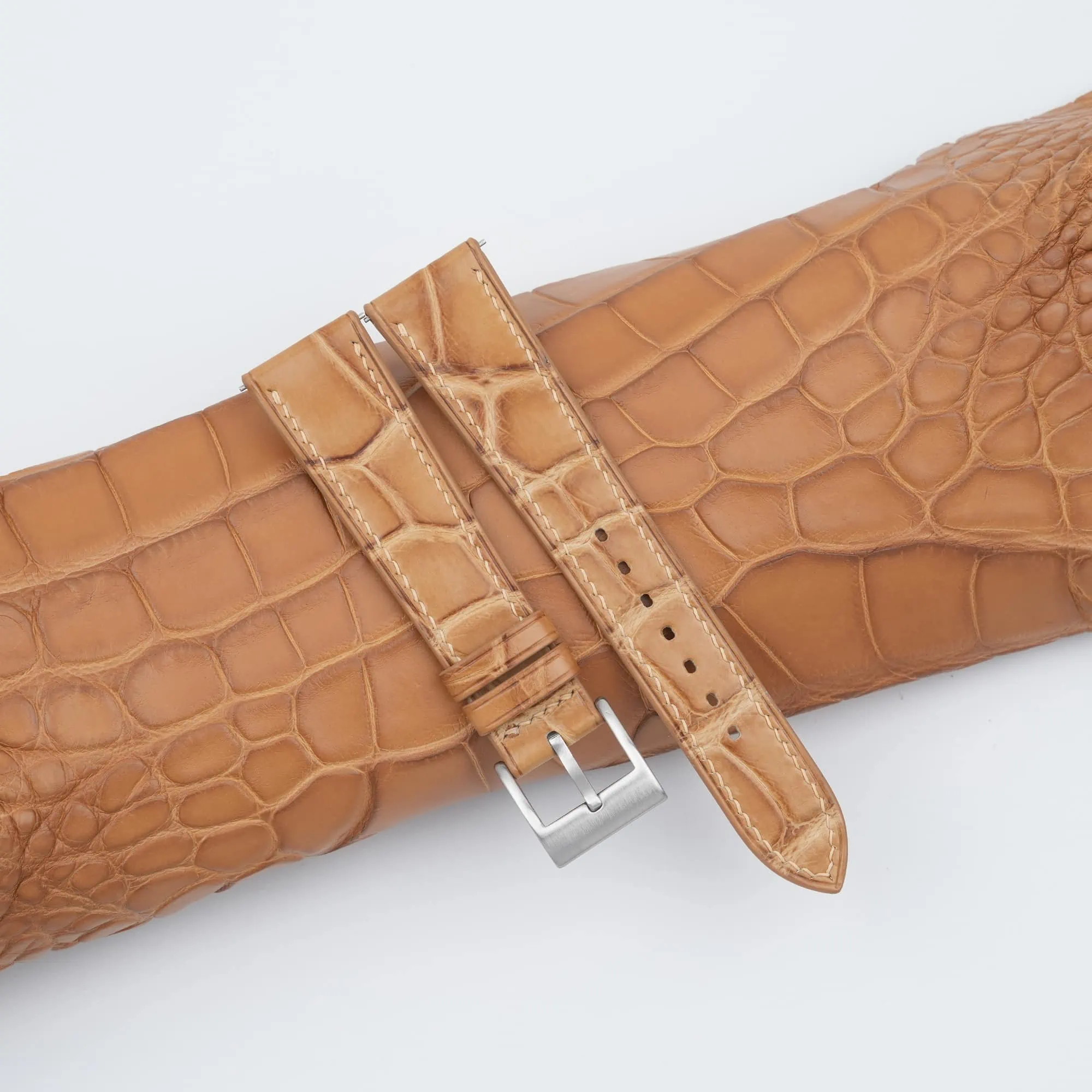 Patina light natural alligator leather watch strap