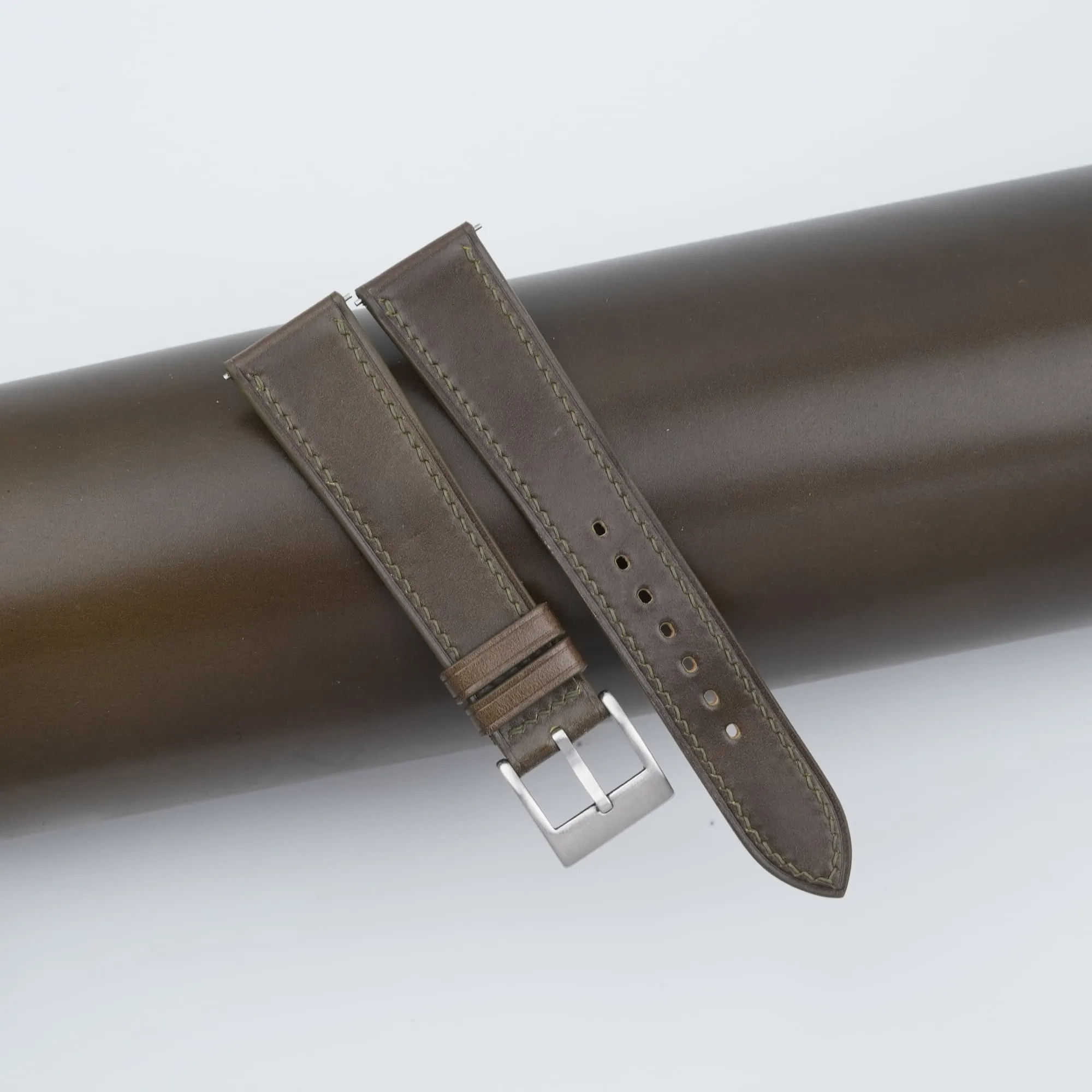 Olive Shell Cordovan Leather Watch Strap