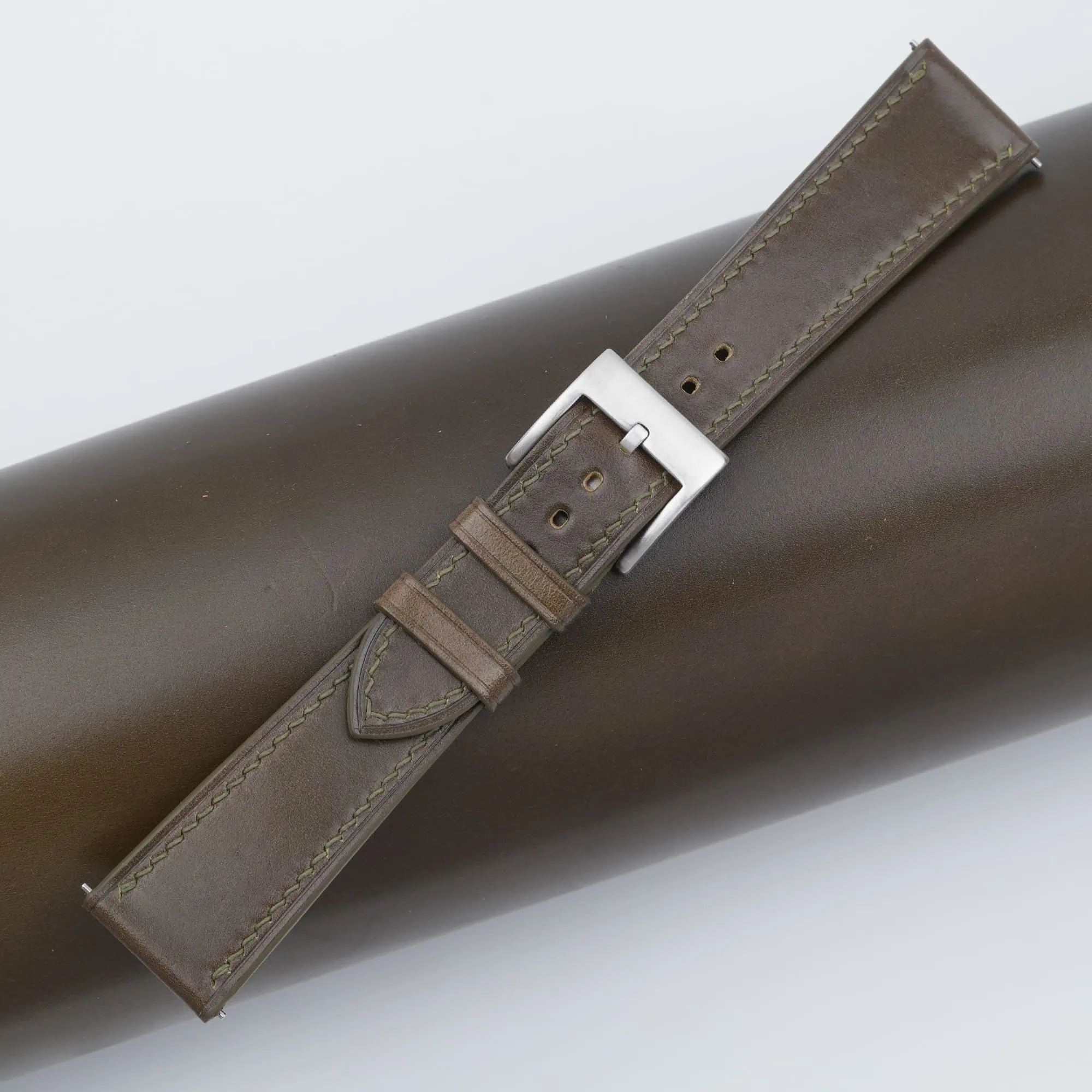 Olive Shell Cordovan Leather Watch Strap