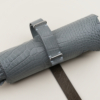 NATO Light Grey Alligator Lining Olive Alligator Round Scales Leather Watch Strap