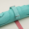 NATO Turquoise Alligator Lining Pink Alligator Round Scales Leather Watch Strap