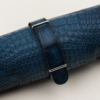 NATO Patina Blue Alligator Lining Bordeaux Alligator Round Scales Leather Watch Strap