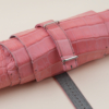 NATO Pink Alligator Lining Light Grey Alligator Round Scales Leather Watch Strap