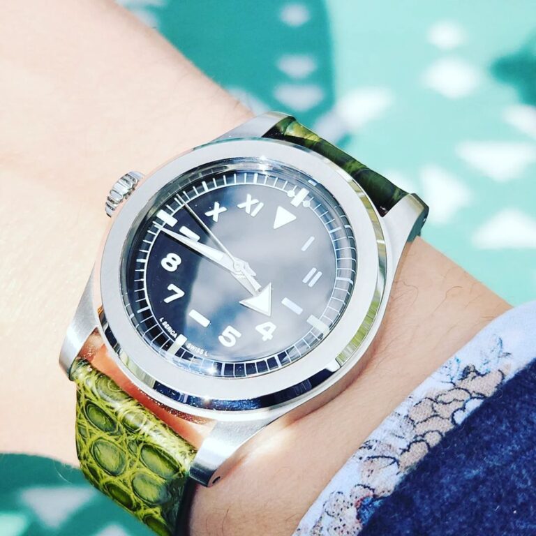 Green Alligator Round Scales Leather Watch Strap