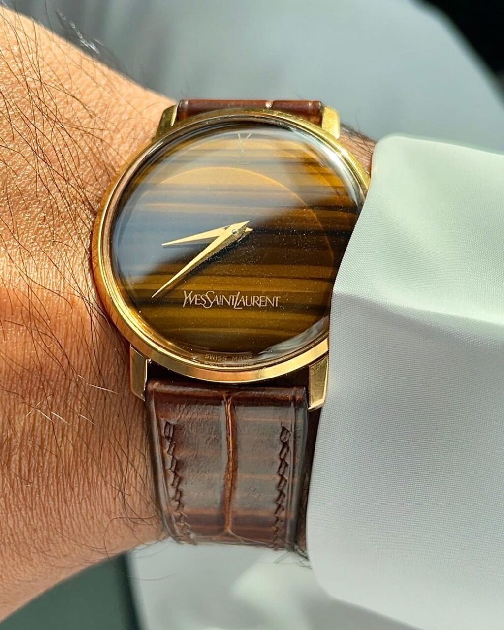 brown alligator leather watch strap