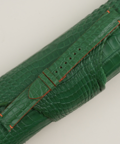 Light Green Alligator Lining Orange Epsom Leather Watch Strap
